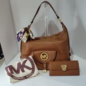Michael Kors Tan Leather Hobo Bag and Wallet